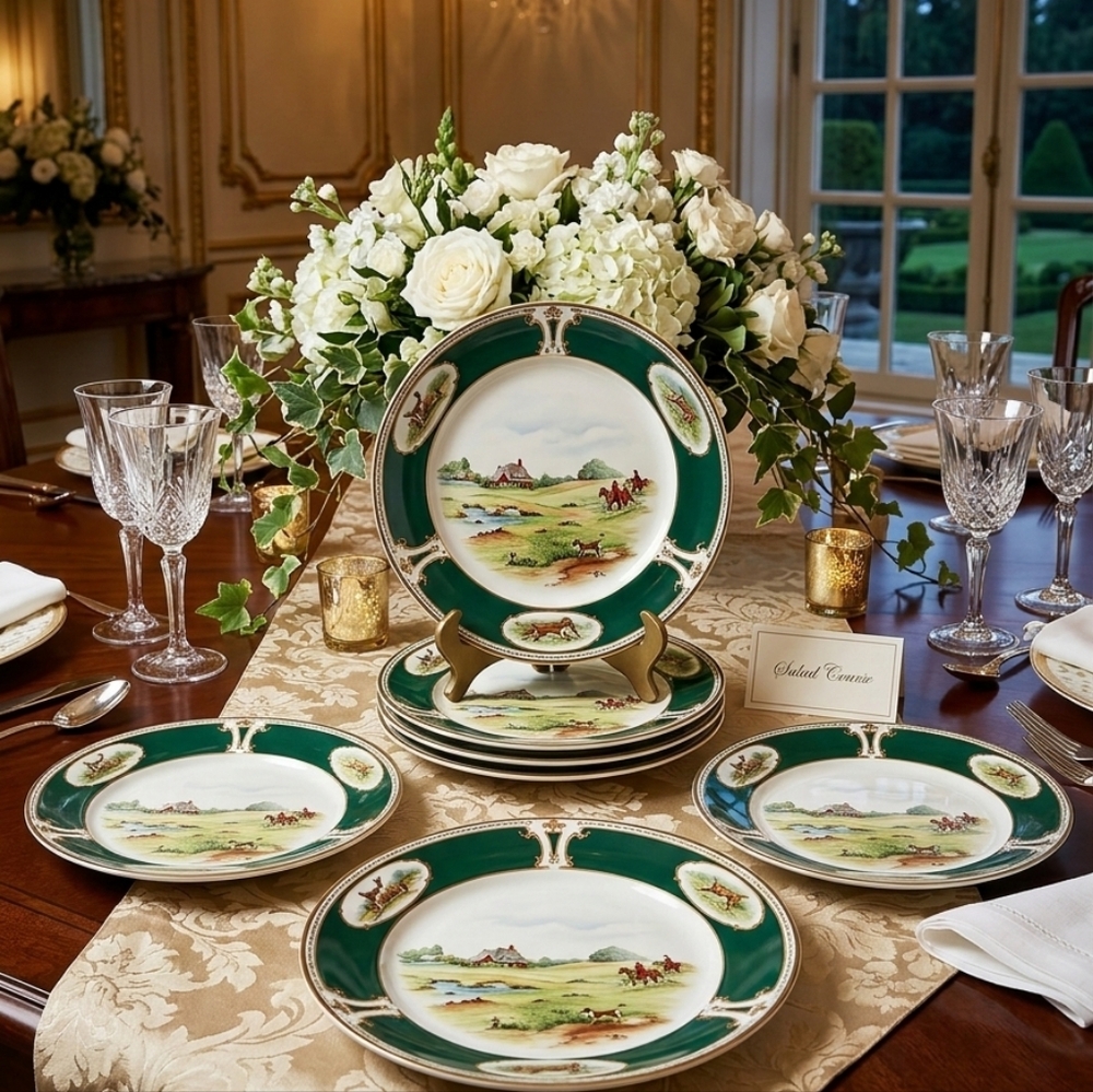 Vintage Noritake Keltcraft Ireland "Pursuit" 9170 Salad Plates Set Of 8